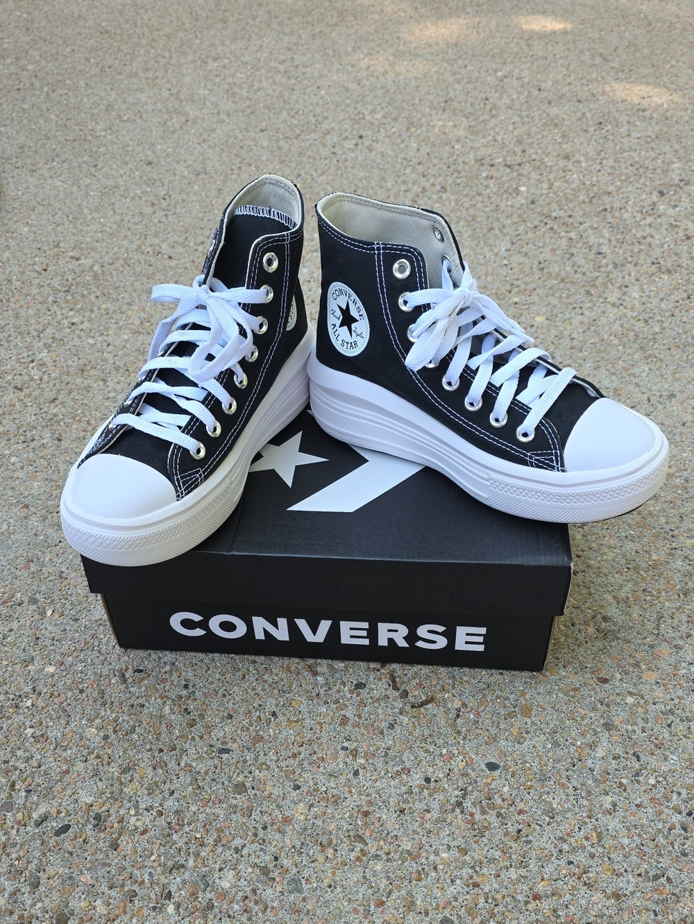 Converse Chuck Taylor Black Move Lift Platform Light Weight High Top Sneakers
